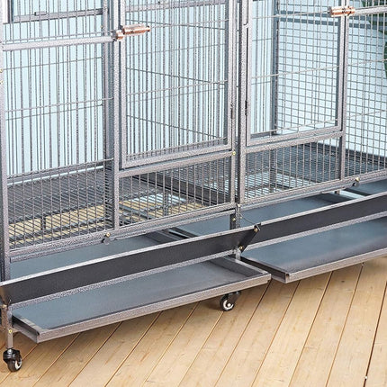 Double Cage with Center Divider for Bird Parrot Aviary W64xD32xH73