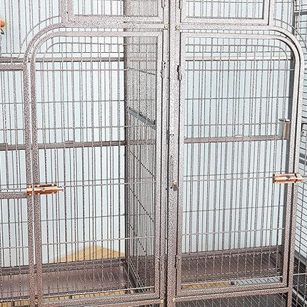 Double Cage with Center Divider for Bird Parrot Aviary W64xD32xH73