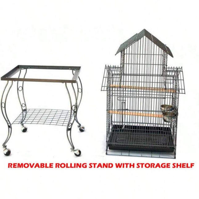 Bird Cage With Rolling Stand Balck