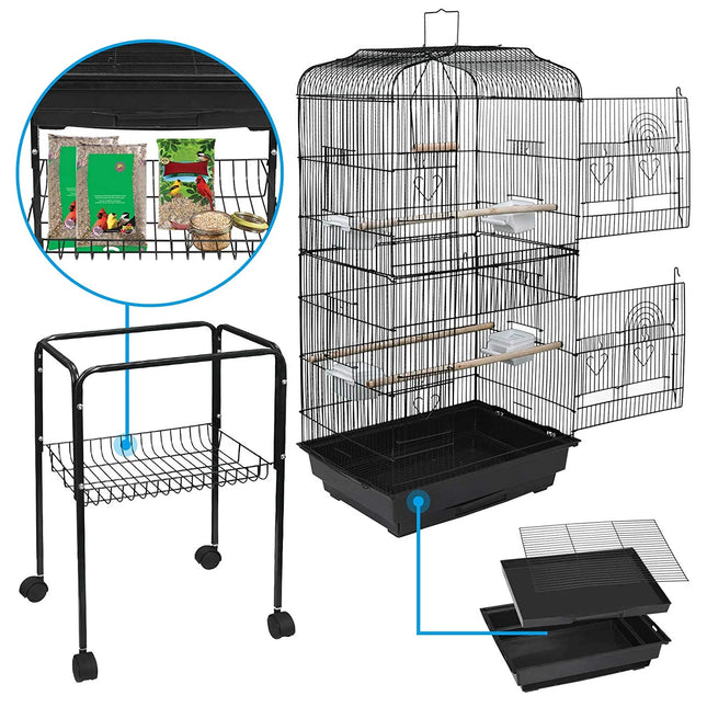 Bird Cage with Rolling Stand 59.3 For Medium Birds