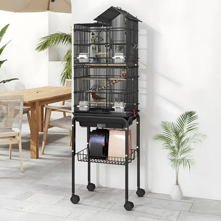 Large Metal Bird cage with Rolling Stand 62"